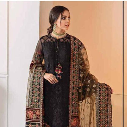 Baroque- Black Embroidered Dress with Heavily Embroidered Organza Dupatta - 3 PC Unstitched