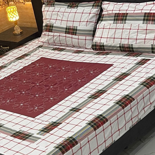 Patchwork Embroidered 3-Piece Bedsheet Set