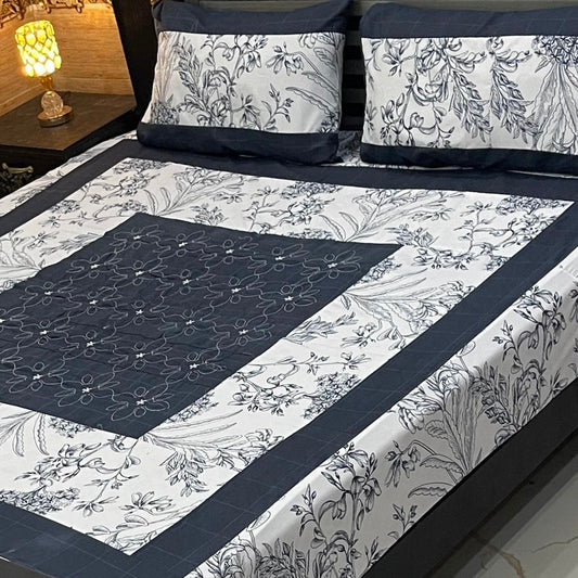 Patchwork Embroidered 3-Piece Bedsheet Set